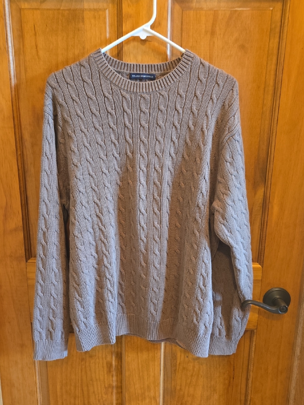 Cable Knit Crewneck Sweater in Lt Brown Brandy & Melville OS